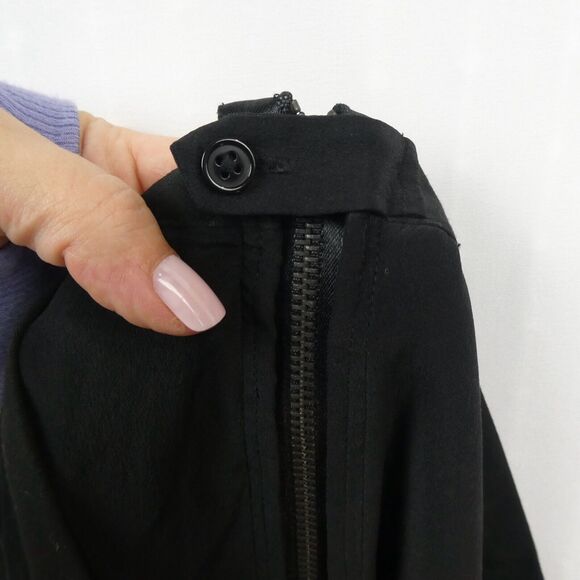 Robert Rodriguez Silk Exposed Zip Mini Skirt Sz 6 Black Tiered Chiffon - Picture 10 of 12